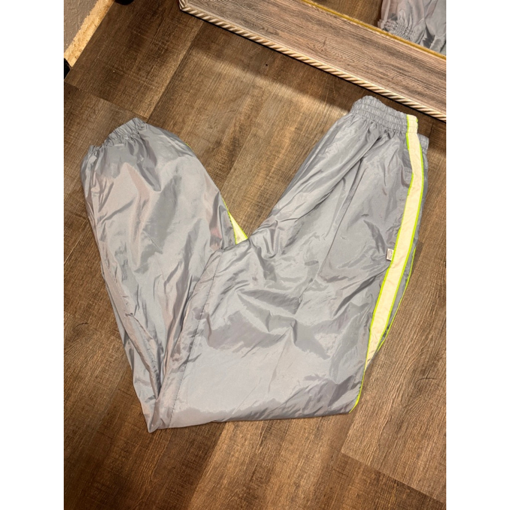 Juniors Unbranded Vintage Y2K Track Pants XL Gray Neon Green